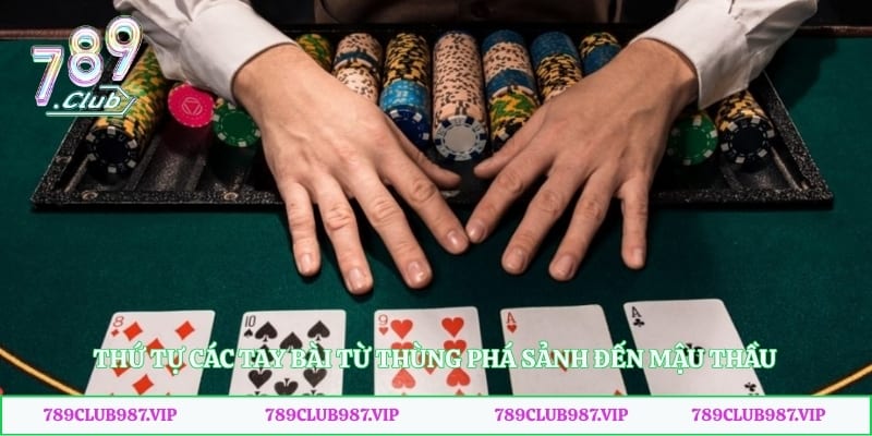 Thứ tự các tay bài từ thùng phá sảnh đến mậu thầu